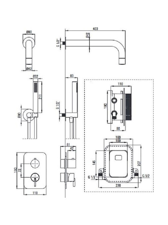 Deante Shower Column without Mixer Silver Deante Shower Column without Mixer Silver