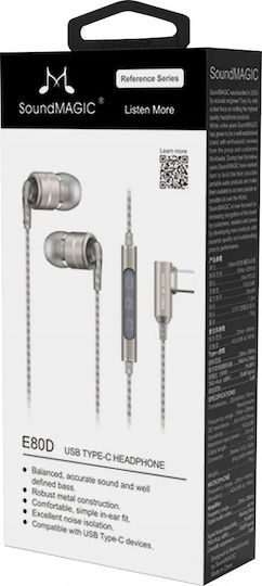 Soundmagic E80D In-ear Handsfree Ακουστικά με Βύσμα USB-C Dark Gun