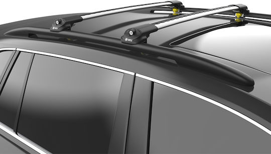 Turtle Roof Bars Aluminum Air1 (with Roof Rack Legs and Lock) Silver