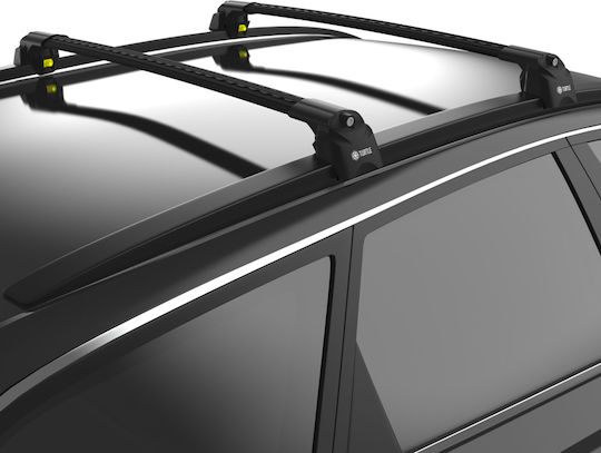 Turtle Aluminum Roof Bars Air2 98cm for BMW X1 Audi Q7 Set with Roof Rack Legs and Lock Black