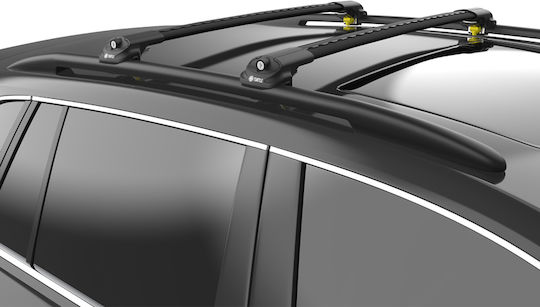 Turtle Roof Bars Aluminum Air1 (with Roof Rack Legs and Lock) Black