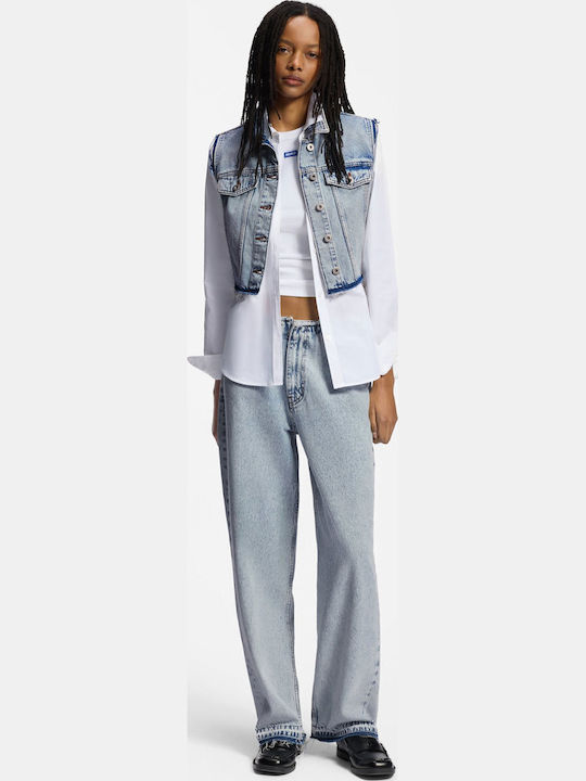 Women's Sleeveless Jacket for Winter Blue