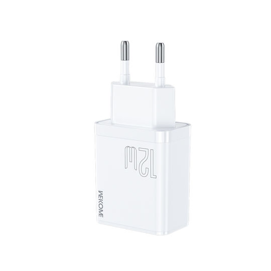 WK Φορτιστής GaN με Θύρα USB-A και Καλώδιο USB-C 12W Quick Charge 3.0 Λευκός (WP-U76)
