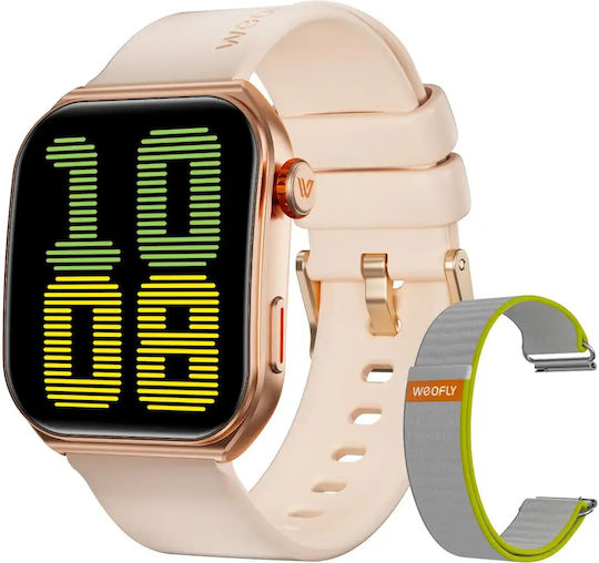 Weofly Edge 2 Aluminium 45mm Smartwatch με Παλμογράφο (Χρυσό)