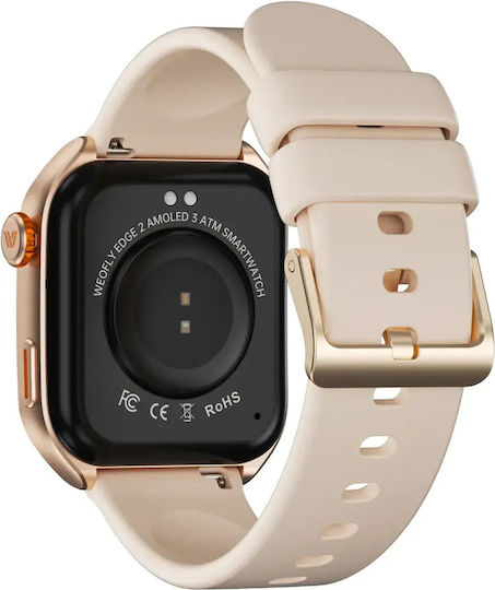 Weofly Edge 2 Aluminium 45mm Smartwatch με Παλμογράφο (Χρυσό)