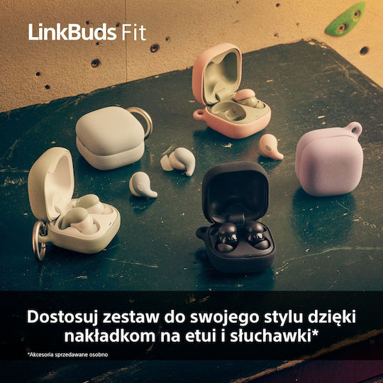 Sony LinkBuds Fit Bluetooth Handsfree Ακουστικά με Αντοχή στον Ιδρώτα και Θήκη Φόρτισης Ροζ