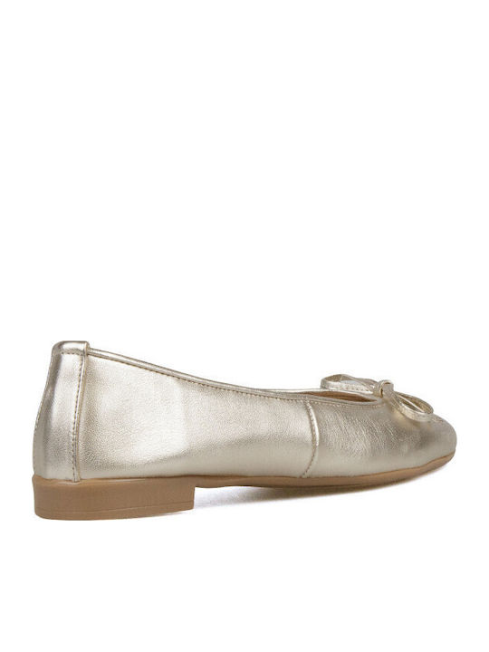 Leather Women's Ballerina Shoes In Gold Colour