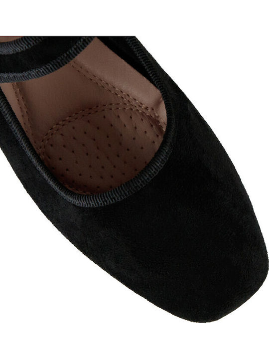 Suede Damen Ballerinas in Schwarz Farbe
