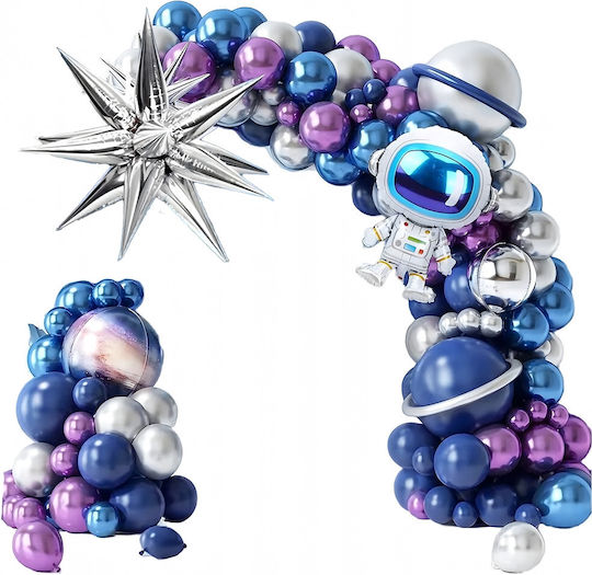 Composition with 108 Blue Astronauts Balloons