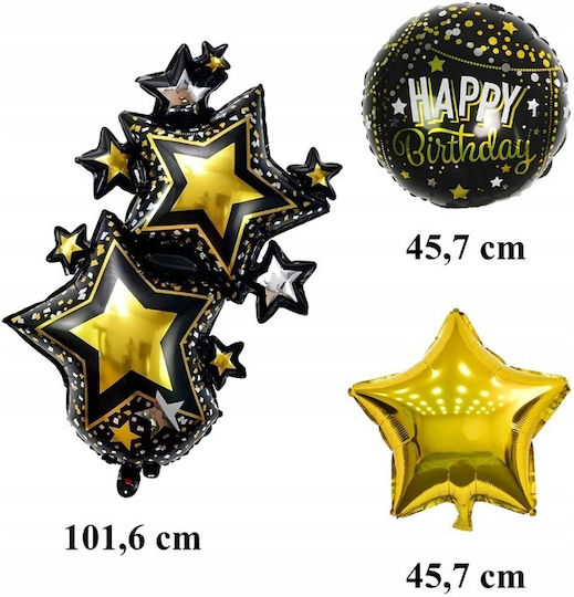 Σετ 5 Μπαλόνια Αστέρια Foil Μαύρα