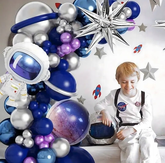 Composition with 108 Blue Astronauts Balloons