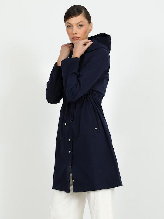 Women's Blue Navy Gabardine with Hood