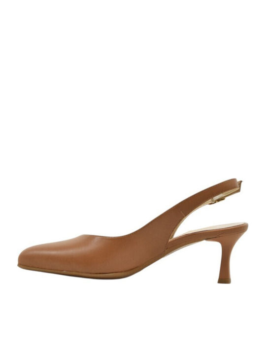 Leather Heels Tabac Brown