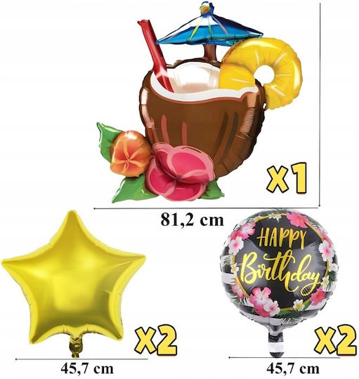 Set 5 Baloane Rotunde Zi De Naștere Folie Aurii