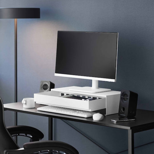 Yamazaki Suport De Birou Pentru Monitor Cu Sertar Alb (10187)