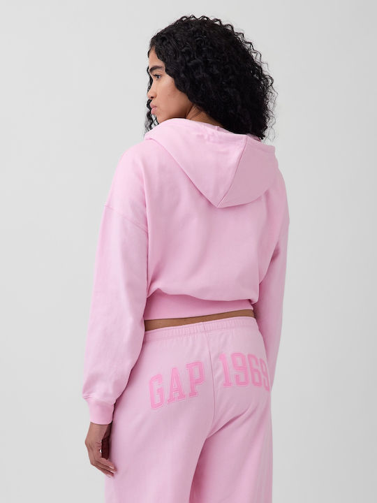 Long Women's Hoodie Cardigan Sweatshirt with Hood Primrose Pink