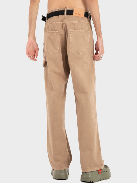 Men's Jeans Pants with Loose Fit Beige