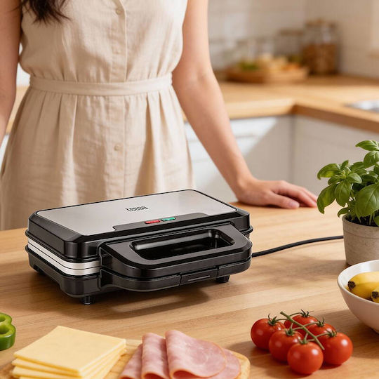 Teesa Tostieră cu Plăci Ceramice pentru 2 Sandvișuri 900W Inox