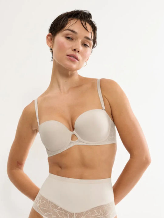 Contour Wdp Beige Strapless Bra with Light Padding & Underwire