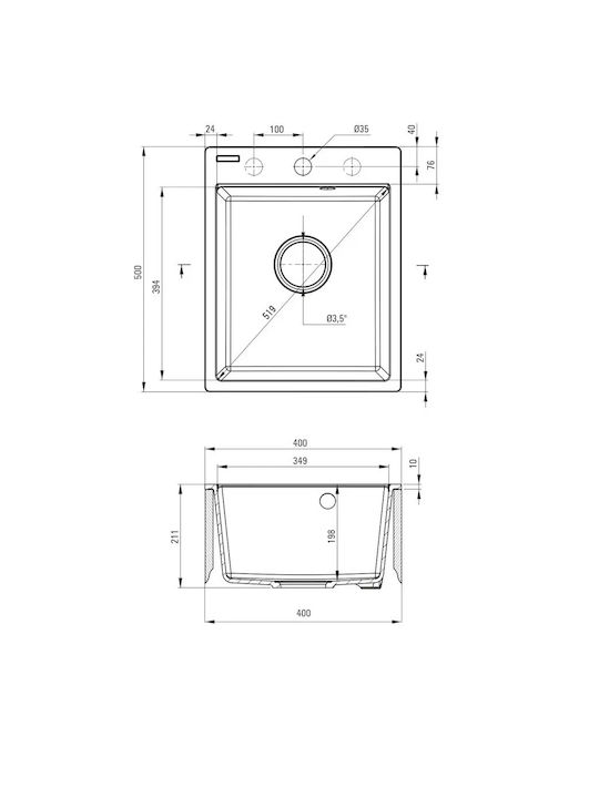 Deante Ένθετος Νεροχύτης Inox Μ40xΠ50cm Γκρι