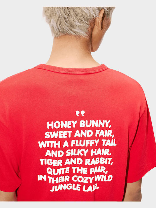 Cartoon Γυναικείο Oversized T-shirt Κόκκινο