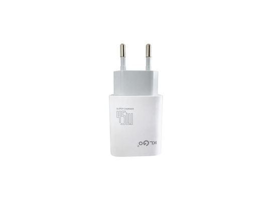 KLGO Charger Without Cable with USB-A Port and 2 USB-C Ports 45W Whites (PD-68)