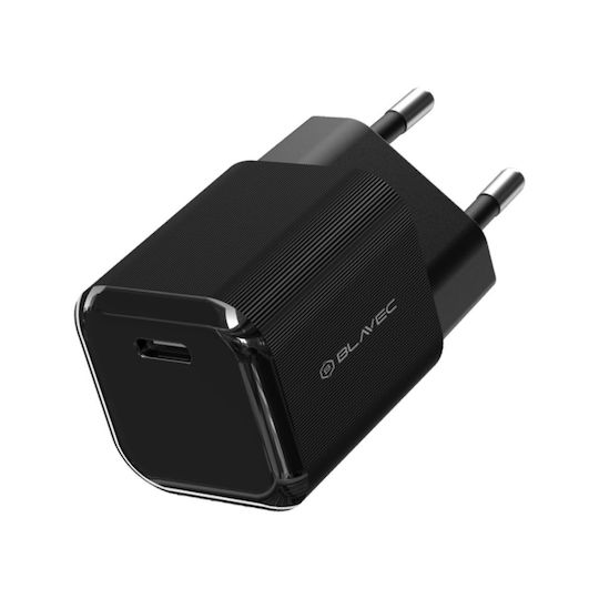 Blavec GaN с USB-C порт и кабел USB-C - USB-C 33W Power Delivery / Quick Charge 3.0 / Quick Charge 4+ Черен (BC-6)