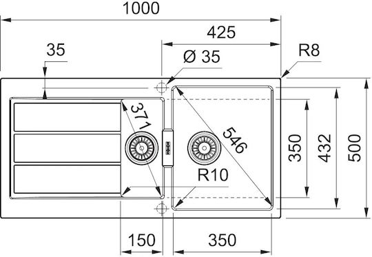 Franke S2d Eingebauter Küchenspüle aus Flüssigem Granit M100xB50cm Graue