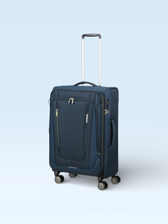 American Tourister Wanderlite Μεσαία Βαλίτσα Ταξιδίου Υφασμάτινη Dark Navy με 4 Ρόδες Ύψους 68εκ.