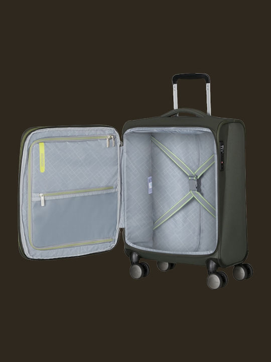 American Tourister Wanderlite Cabin Fabric Suitcase Dark Forest With 4 Wheels Height 55cm