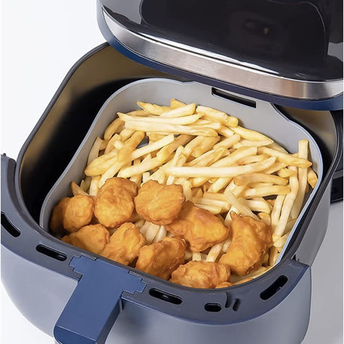 Formă Universală din Silicon pentru Air Fryer Antiaderentă cu 2 Mânere Rezistentă la Temperatură Înaltă 20 X 20 X 6 Cm Gri