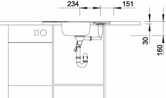 Blanco Lantos 9 Eif Ένθετος Νεροχύτης Γωνιακός Inox Brushed Μ93xΠ51cm Ασημί