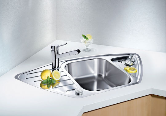 Blanco Lantos 9 Eif Ένθετος Νεροχύτης Γωνιακός Inox Brushed Μ93xΠ51cm Ασημί