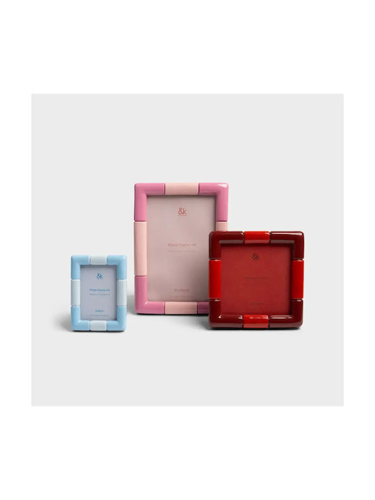 &Klevering Plastic Photo Frame with Burgundy Frame