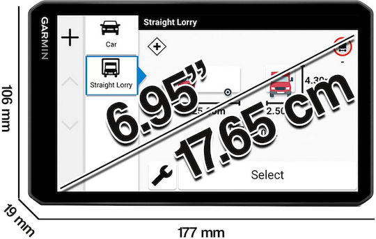 Garmin 6.95" Display GPS Device Dezl Lgv720 with Bluetooth / USB and Card Slot