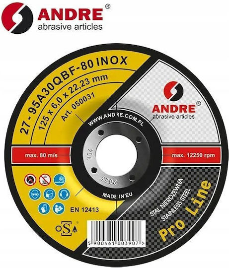 Andre Metal Grinding Disc 125 X 6.0mm Inox Pro Line 95a30qbf