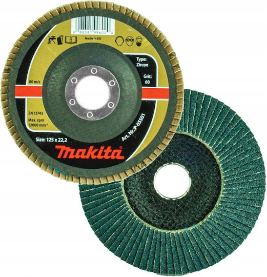 Makita Zirconia Flap Disc 125x22.23mm P60 Metal Stainless Steel