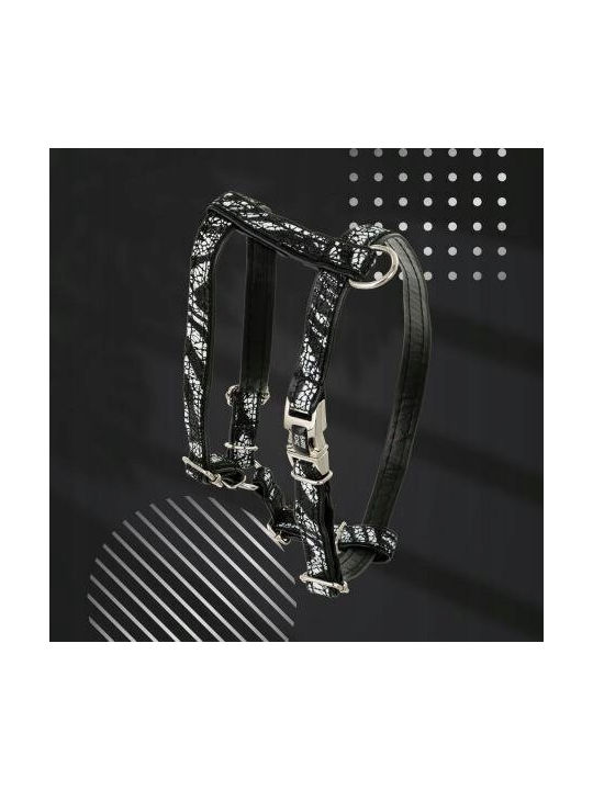 Dog Harness Equilibre Black Zebra Nickel Leather S 13mm/neck Circumference 25-40cm Chest Circumference 35-50cm