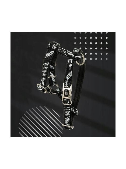 Dog Harness Equilibre Black Zebra Leather Nickel Xs 13mm/neck Circumference 20-30cm Chest Circumference 25-45cm