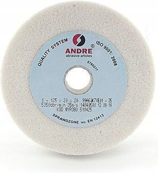 Andre Flat Grinding Wheel 125mm X 16mm X 12.7mm White Type 1