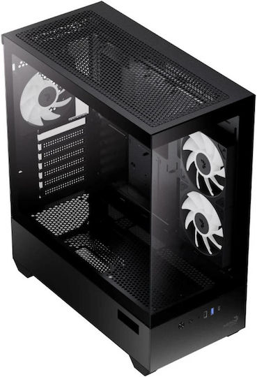 Aerocool P500D Digi-G-BK-v1 Gaming Midi-Turm Computergehäuse mit Seitenfenster Schwarze