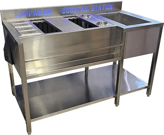 Lappas Metallische Bar-Station mit Abmessungen 140cm x 70cm x 85cm