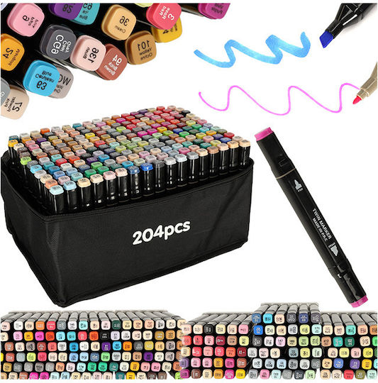 Μαρκαδόροι Σχεδίου Multicolored Σετ 204 χρώματα