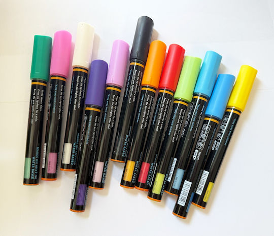 Acrylic Markers Multicolor 2mm Set 12 Pieces