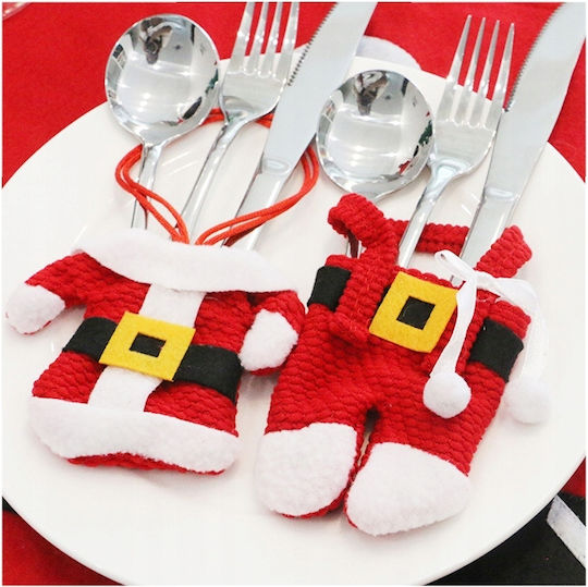 Set Christmas Case for Cutlery Santa Clauses 6 Pieces