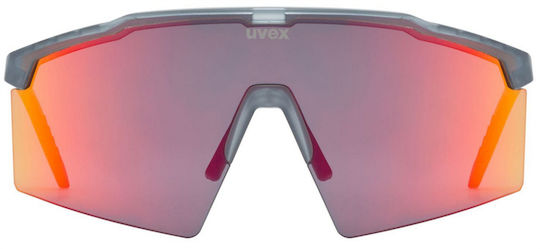 Uvex Cycling Glasses With Red Frame And Dark Mirror Lenses