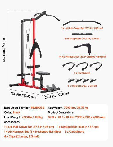 Vevor Multi Gym Equipment with Weights 181kg
