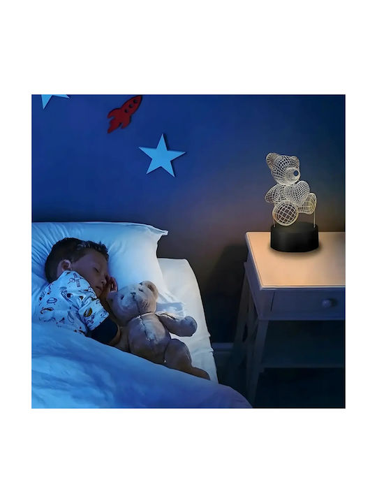 Lampă De Noptieră Led Rgb 3d Urs Inima Alimentată Cu Baterie Usb Lumină Alb Cald 22 X 11 X 8.5 Cm