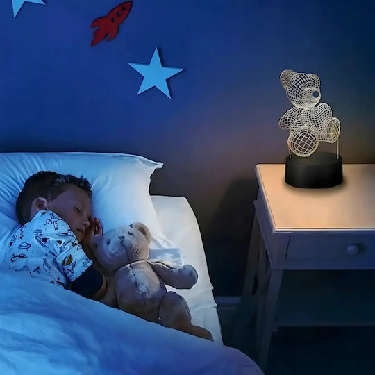 Led RGB 3D Bär Herz Nachttischlampe Batteriebetrieb Usb Stromversorgung Warmweißes Licht 22 x 11 x 8,5 cm