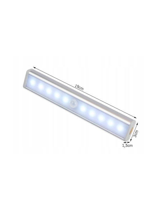 Led Lamp Motion Dusk Sensor Cool Light Automatic Shut-off Adhesive Magnetic Mount Battery Powered 19 X 3 X 1.5 Cm